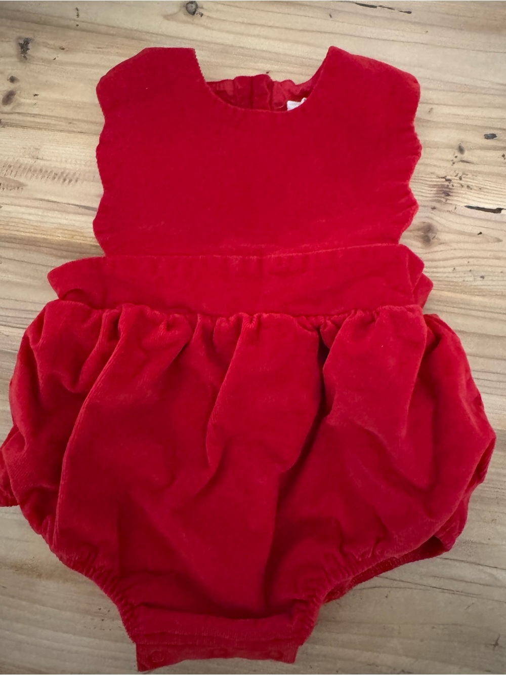 Southern Smocked Company Red Cordoroy Baby Bubble Romper. Size 12-18 months
